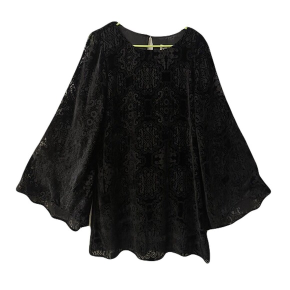NEW Show Me Your Mumu Size Medium Black Velvet Burnout Bell Sleeve Mini Dress - Picture 4 of 9
